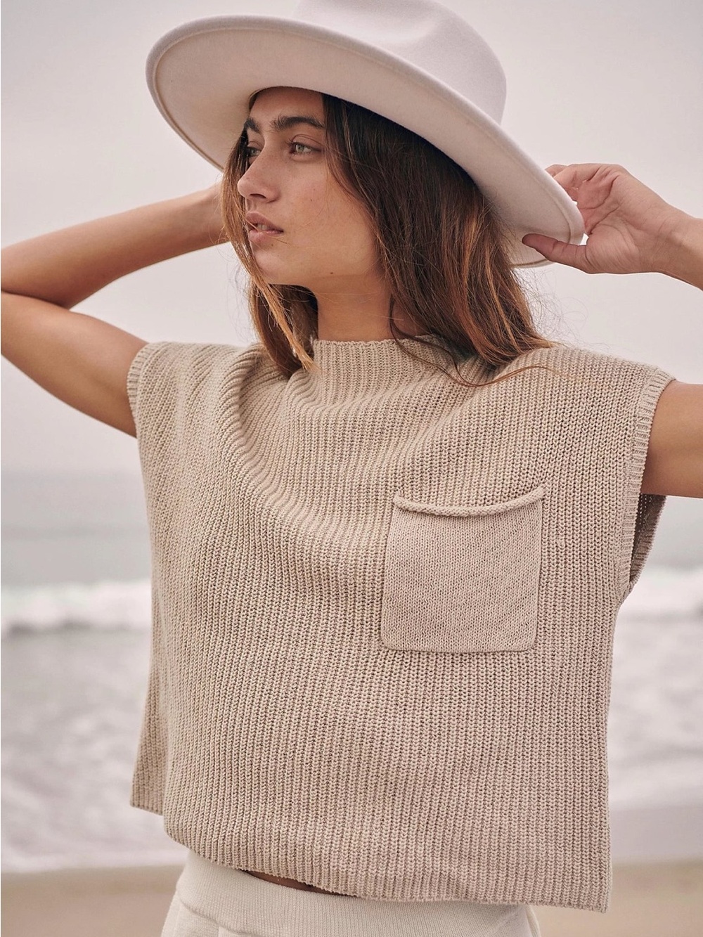 Free People Freya Sweater Top In Oatmeal Bone Size Small